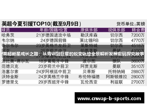 英超新星成长之路:从青训到巨星的蜕变轨迹全景解析发展密码探究故事 英超新星成长之路:从青训到巨星的蜕变轨迹全景解析发展密码探究故事